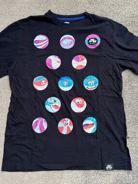 Nike Air Force 1 Basketballs Shirt Mens Large Ball Faces Graphic Black